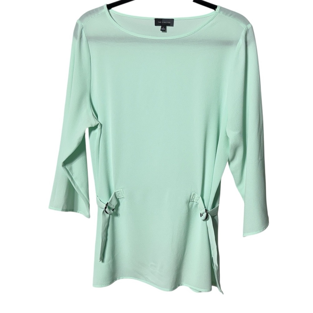 The Limited Mint Green Crepe Buckle Waist Women's Blouse